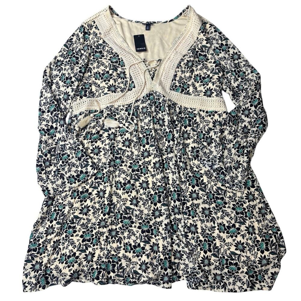 Torrid Floral Gauze Skater Dress Womens Plus 2 NWT